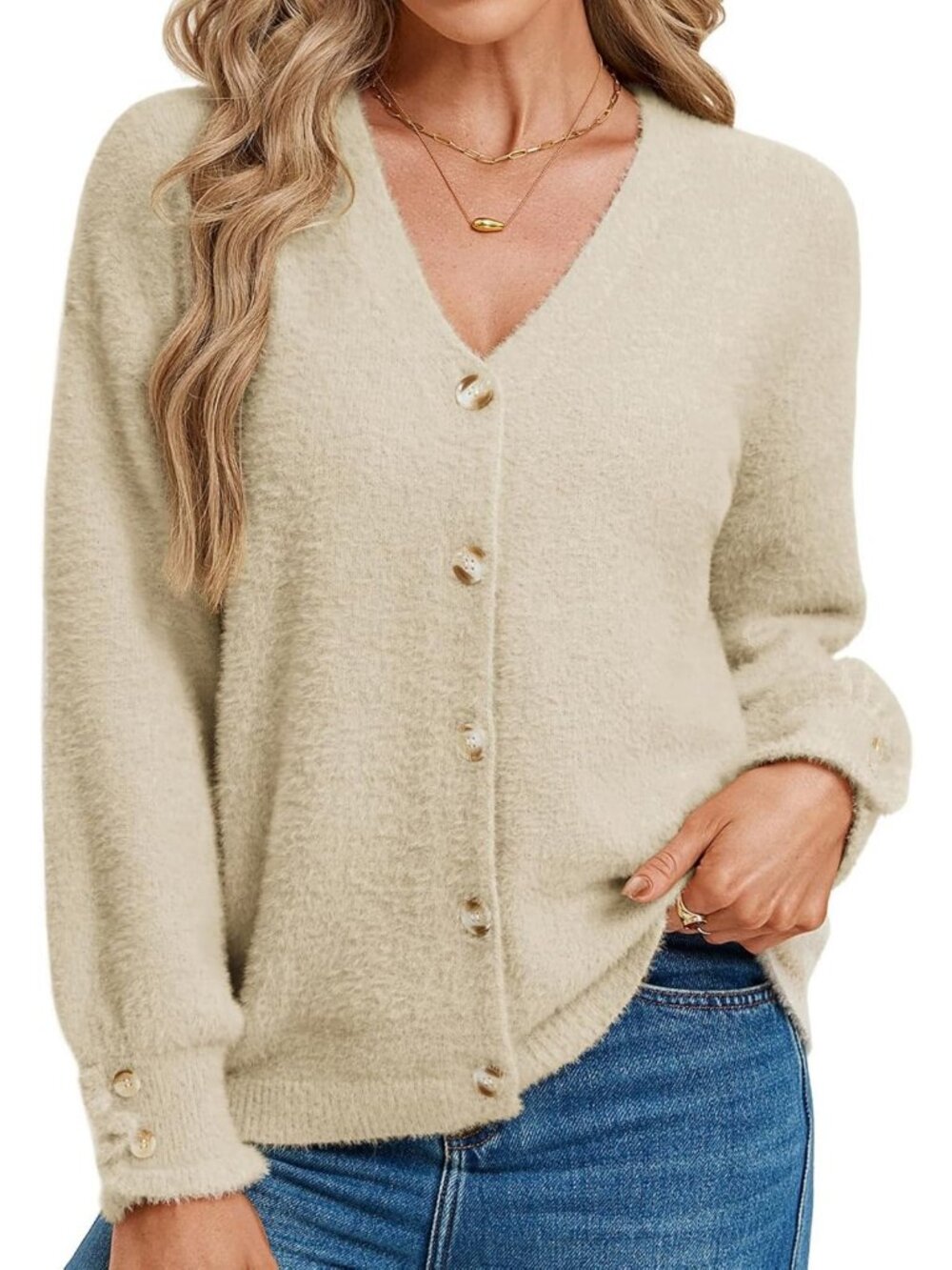 Cozy Fuzzy Cardigan Sweater for Women | Chunky Wool Blend Fall Fashion Outerwear